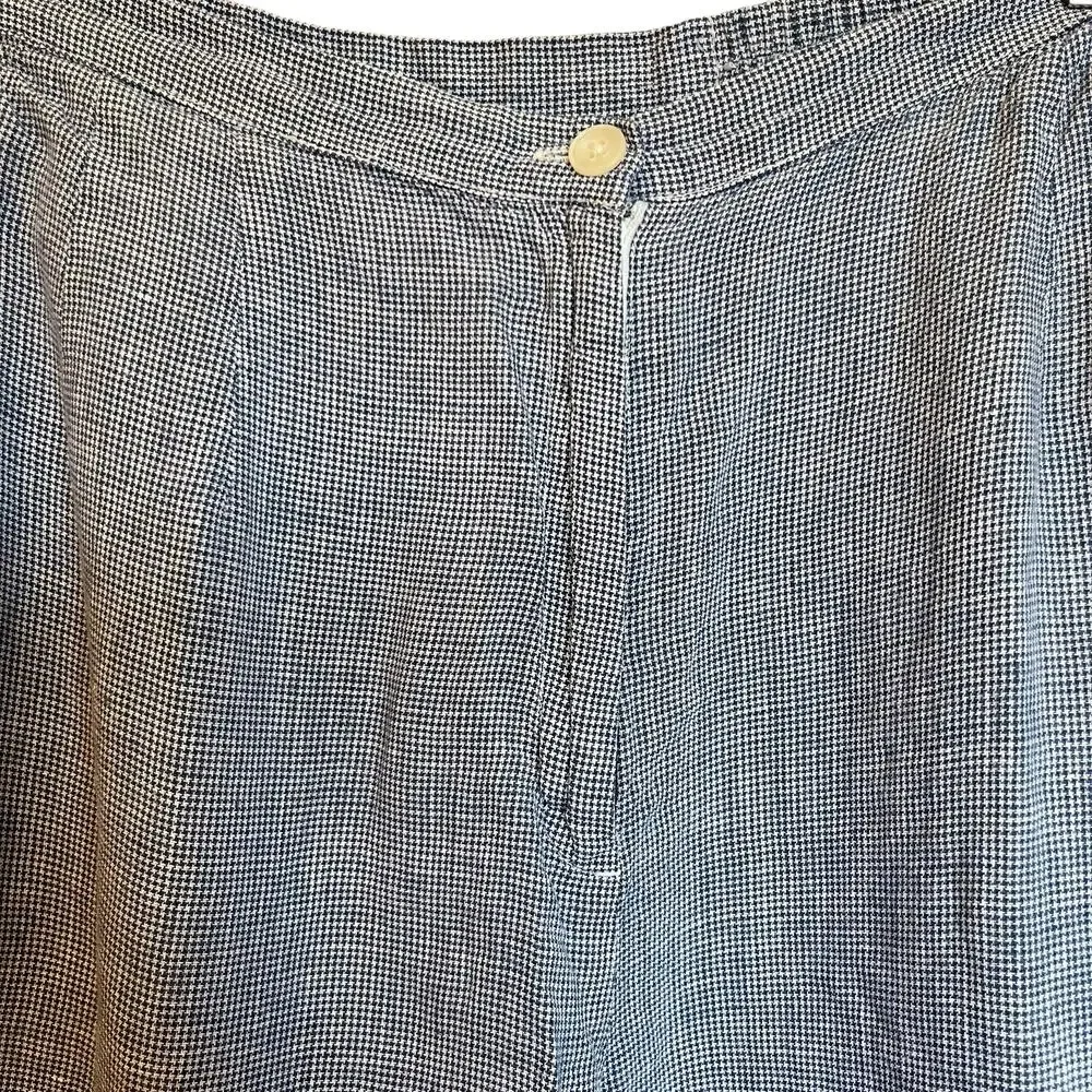 Vintage Talbots Gingham Irish Linen Pants High Waisted Trousers Blue White 16WP